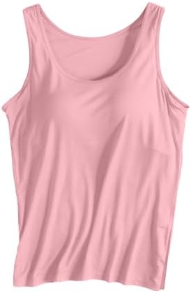 Built in Bra Cute Tank Tops for Women With Padded Tees Ladies Summer Sleeveless Gym Workout Yoga Camisole Top