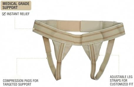 ORTONYX Inguinal Groin Hernia Truss Support Belt Guard Brace- Double Side Beige