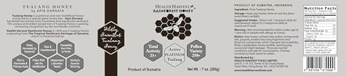 Premium Tualang Platinum Honey 7oz (TA 21+, Pollen Variety 250+) Supreme Choice for Rehabilitation, Wild-ripening on 250ft Treetop, Raw, Unpasteurised, Unfiltered