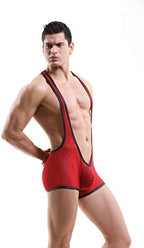 Swbreety Men's One-Piece Mesh Bodysuit Jockstrap Wrestling Singlet Underwear