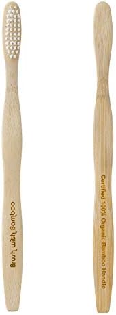 Brush with Bamboo Toothbrush with Plant-Based Bristles - 4 Pack