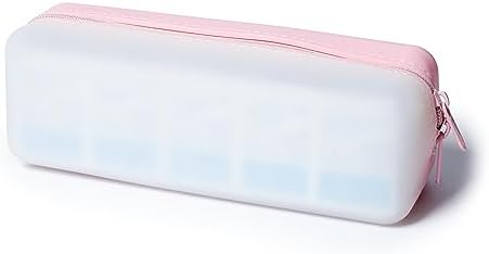 Disposable Daily Contact-Lens Case Organizer, Travel-Friendly, Premium Quality, Water-Resistant Silicone Case with Clearly Labeled R & L, Storage up to 30 lenses (Pink)