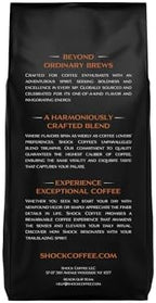 Shock Coffee Naturally Bold | Extra High Caffeine Strong Coffee | Medium Dark Roast Whole Bean | Premium Arabica | 8 ounce