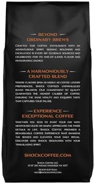 Shock Coffee Naturally Bold | Extra High Caffeine Strong Coffee | Medium Dark Roast Whole Bean | Premium Arabica | 8 ounce
