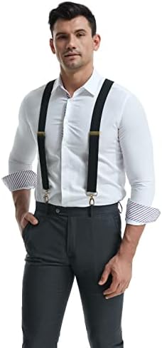 MENDENG Suspenders for Men Heavy Duty Swivel Hooks Retro X-Back Adjustable Brace