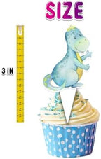 24 PCS Dinosaur Cupcake Toppers - Cute Dino Party Decorations for Kids Birthday and Baby Showers