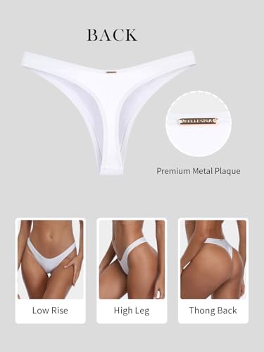 RELLECIGA Women's Thong Bikini Bottom Brazilian High Leg Bathing Suit Bottom