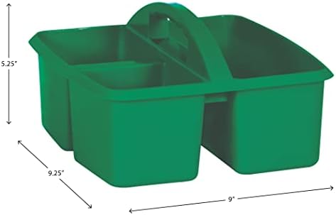 Teacher Created Resources Green Portable Plastic Storage Caddy 6-Pack for Classrooms, Kids Room, and Office Organization, 3 Compartment