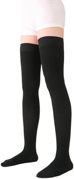 TOFLY® Medical Thigh High Compression Stockings for Women & Men, Closed Toe, Opaque, Firm 20-30mmHg Graduated Compression Socks with Silicone Band, Support for Varicose Veins, Edema, Travel,Black L