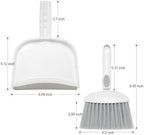 NACENA Small Dust Pan and Brush Set, Mini Broom and Dustpan Set Small Hand Broom and Brush Combo Dust Pan with Teeth for Home Cleaning Drawers Desktop Sofas and Outdoor, White & Gray