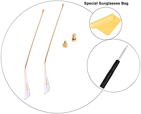 Replacement Temple Tips Temple Arms for Ray-Ban Aviator RB3025 3025 Sunglasses Repair Kit，Bonus Screws/Screwdriver/Sunglasses Bag,Gold