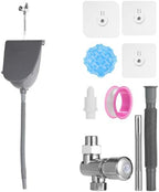 Wall Mounted Urinal with Cover, Plastic Small Urinal with Complete Flush Valve Kit, Commercial Urine Diverter, Outside Toilet with Lid for Bathrooms, Apartments, Garages, RVs