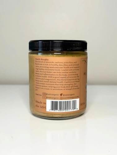 Premium Mixed Nut Butter, Single Ingredients, No Salt, No Sugar, No Palm Oil, No Additives, Vegan, Plant Based Protein, Premium Roasted Cashews, Almonds, Pistachio & Hazelnuts 9.25oz (262gr)