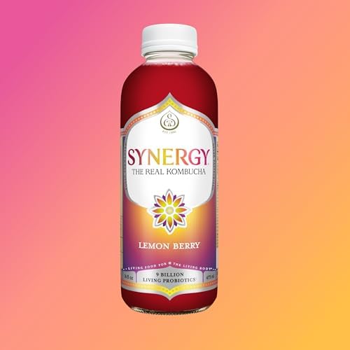 SYNERGY The Real Kombucha - Lemon Berry - 16 fl oz Bottle - Raw Probiotic Drink for Gut Health and Immune Support