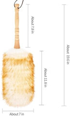 Lambswool Duster with Solid Wooden Handle,Leather Hang Strap,Comfortable Grips 19.6 inch Long Natural Feathers Dusters for Cleaning Wall Plant Desk Blind Cleaner Duster Tool