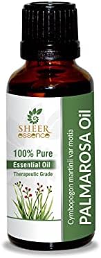 Palmarosa Oil -(Cymbopogon Martinii)- Essential Oil 100% Pure Natural Undiluted Uncut Therapeutic Grade Oil 0.33 FL.OZ