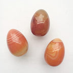 Natural Carnelian Egg-Shape Meditation Chakra and Home Decor Balancing Gemstone and Crystals Figurines Kit,1.96"x 1.37"Reiki Healers and Yoga Practioner,with Wooden Stand