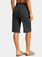 SANTINY Womens 12" Bermuda Shorts Knee Length with Pockets High Waisted Stretchy Casual Walking Long Shorts for Women