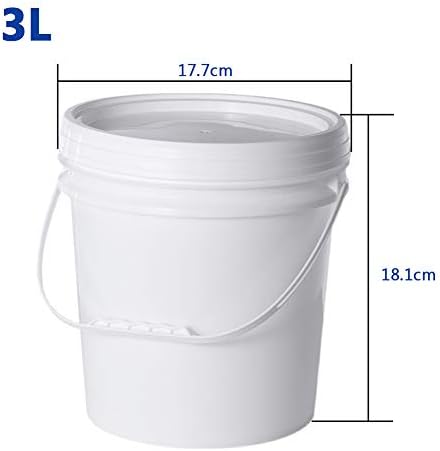 Food Grade Plastic Hand Bucket, Round Storage Bucket, Household Ice Cream Storage Tank with Lid, Household Thickened Bucket, Material Bucket,White,3L