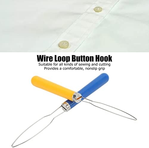 Button Hook Helper Tool, 2pcs 5,5x4x9cm Portable Stainless Steel Button Threader Dressing Aid Tool with Non Slip Grip for Sewing Tailoring