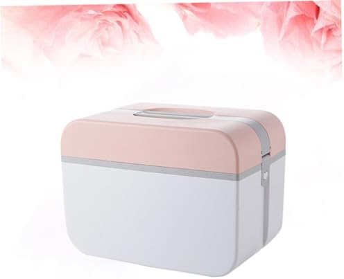 Emergency Medicine Storage Box Lightweight Double Layer Plastic Organizer for Home Office and Travel Eco-Friendly Design with Compartments for Pills and Bottles Pink Large