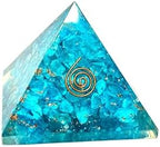 Jet International Men's Exquisite A++ Feroza Blue Chakra Orgone Pyramid Crystal Gemstones Copper Metal Mix Rare Healing Positive Energy Tetrahedron Sacred Onyx Geometry Memory Concentration Meditation