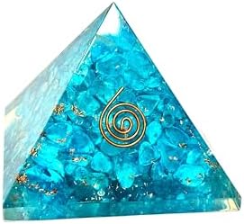 Jet International Men's Exquisite A++ Feroza Blue Chakra Orgone Pyramid Crystal Gemstones Copper Metal Mix Rare Healing Positive Energy Tetrahedron Sacred Onyx Geometry Memory Concentration Meditation