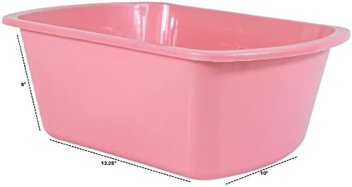 Vakly Wash Basin 7-Quart [5 Pack] Pink – Rectangular Plastic Tub with Graduated Markings, Small Portable Soaking Basin for Face Washing, Foot Bath, Laundry & Bedside Care