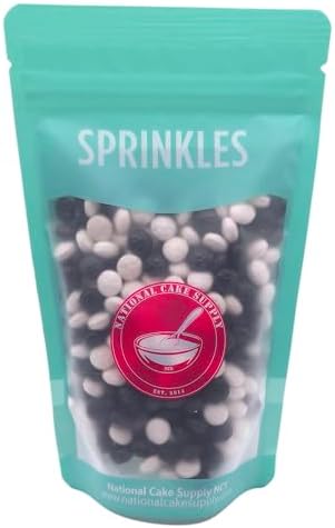 NCS Soccer Ball Edible Sprinkles – Black & White Cupcake, Cake & Cookie Decorations, 8 oz