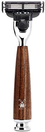 MÜHLE RYTMO Steamed Ash 4-Piece Pure Badger 3-Blade Razor Modern Luxury Wet Shaving Set - Perfect for Every Day Use, Barbershop Quality Close Smooth Shave