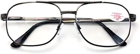 V.W.E. Bifocal Metal Tear Drop Reading Glasses - Big Lens Spring Hinge Square Reader - Clear lens