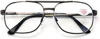 V.W.E. Bifocal Metal Tear Drop Reading Glasses - Big Lens Spring Hinge Square Reader - Clear lens