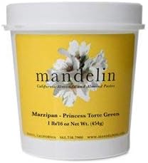 Mandelin Princess Torte Green Marzipan Modeling Paste, 33% Almonds, 67% Sugar (Green, 1 lb)