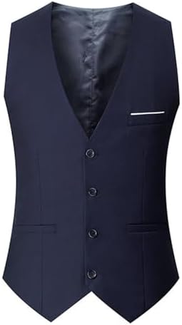 Men's Suit Vest Classic Business Slim Fit V Neck Dress Waistcoat Formal Wedding Prom Tuxedo Vest with Pocket