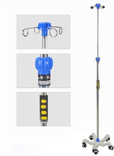 IV Pole Stand IV Drip Stand Portable IV Stand Stainless Steel Drip Stand Height Adjustable Rolling Intravenous Stand