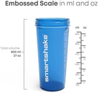 Smartshake Lite 4-Pack Protein Shaker Bottle 800 ml | 27 oz - Leakproof Screw-on Lid - BPA Free – Unisex - Mist Gray, Army Green, Black, Navy Blue