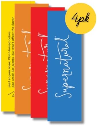Supernatural Plant-Based Food Coloring - Blue, Red, Orange & Yellow Natural Food Dye Powders, Hyper-Concentrated, Vegan, No Artificial Dyes (4 Packets)