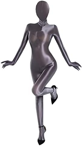 LESOYA Women's Sexy Semi Opaque Bodysuit Catsuit Zipper Crotch Zentai Suit Unitard Jumpsuit with Gloves Hood