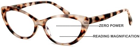 Women Cat-Eye Progressive Reading Glasses - Clear Zero Power on Top - No Line - UV Blue Blocker