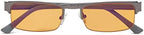Eyekepper Computer Gaming Reading Glasses with Optical Frame and UV400 Reduces Eyestrain-96.9% Blue Light Blocking Orange Tinted Small Lens-Sleep Better Readers Men Women(Gunmetal/Grey, +1.75)