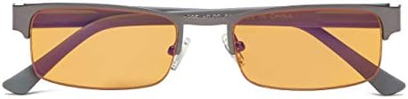 Eyekepper Computer Gaming Reading Glasses with Optical Frame and UV400 Reduces Eyestrain-96.9% Blue Light Blocking Orange Tinted Small Lens-Sleep Better Readers Men Women(Gunmetal/Grey, +1.75)