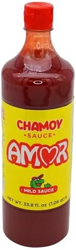 Amor Chamoy Sauce 33 oz – Sweet, Spicy & Tangy Mexican Fruit Sauce for Snacks & Treats – Pack of 12