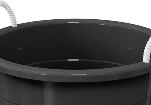 17-Gallon Heavy-Duty Plastic Storage Tub Featuring Rope Comfort-Grip Handles, Multi-Purpose Utility Bucket (Black)