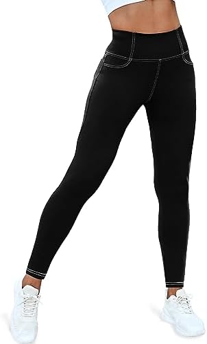 VOOVEEYA Curvy Womens Leggings, High Waisted Yoga Pants with Back Pockets, Tummy Control - Buttery Soft - Stretchy