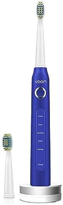 Voom Sonic Pro 5 Series Rechargeable Electronic Toothbrush, Dentist Recommended, Advanced Oral Care, 2 Minute Timer with Quadrant Pacing, 5 Adjustable Speeds, Soft Dupont Nylon Bristles, Blue