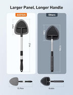 AstroAI 21" Windshield Cleaner Tool, Car Interior Detailing Cleaning Kit with Extendable Handle and 4 Upgraded High-Density Reusable Microfiber Pads, Auto Glass Wiper Brush Kit for Cars, Gray