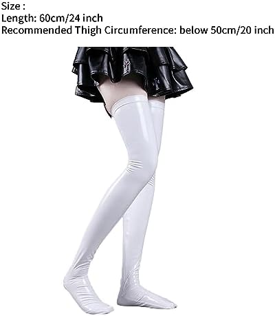 Women's Latex Wetlook Extra Long Stockings Striped Thigh High Stockings Knee High Socks