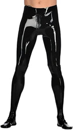 Latex Trousers Black Male Latex Leggings with Crotch Zip Feet Rubber Latex Trousers,Custom Color,4X-Large