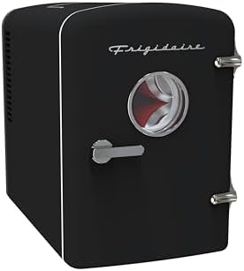 Frigidaire Retro 9-Can Mini Personal Fridge Portable Cooler for Car, Office, Bedroom, Dorm Room, or Cabin, 11.8" D x 7.1" W x 10.1" H, BLACK