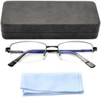 Computer Blue Light Blocking Glasses For Men And Women Computer Gaming Glasses Metal Half Frame Clear Lens